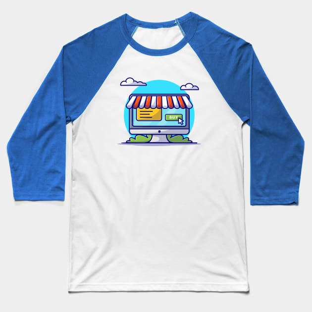 Online Shop Website Cartoon Vector Icon Illustration Baseball T-Shirt by Catalyst Labs